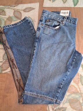 Vintage Ralph Lauren Bootcut Denim Jeans with Lace-Up Side Detail NWT